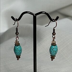 Turquoise and Bronze Dangle Earrings